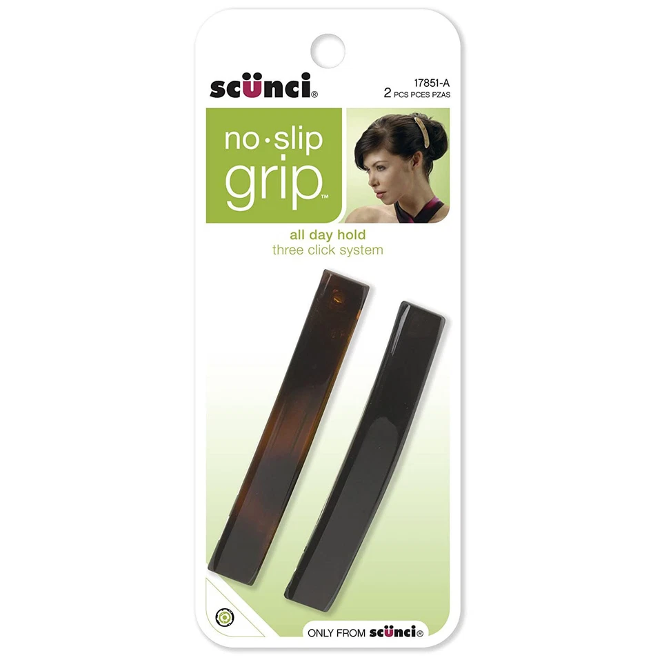 Scunci No-Slip Grip Auto Clasp Barrettes, 2-Count (Colors May Vary) - Image 1 of 2