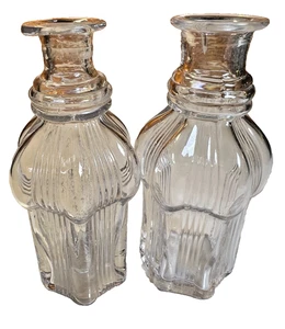 Pair of Early American Flint Glass Condiment Bottles 1850 Boston & Sandwich - Picture 1 of 19
