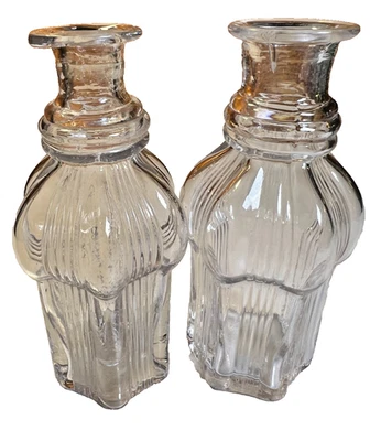 Pair of Early American Flint Glass Condiment Bottles 1850 Boston & Sandwich - Image 1 of 4