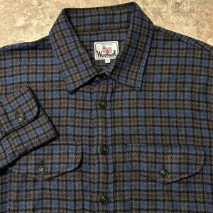 Woolrich Shirt Mens Large Oxbow Bend Houndstooth Plaid Wool Blend Overshirt USA - Picture 1 of 12