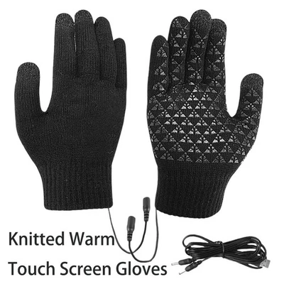 Перчатки с подогревом электрические перезаряжаемые вязаные подогреватель рук ветрозащитные тепловые зимние - Изображение 1 из 4