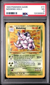 1999 Pokemon Game Base Set Unlimited #11 Nidoking Holo PSA 3 VG - Picture 1 of 2