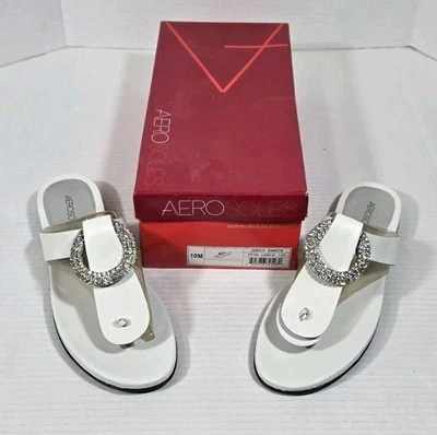 Sandalias de cuero blancas vintage con aerosoles disco danza para mujer talla 10M Foto 1 de 3