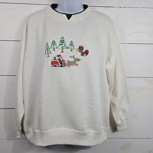 Shenanigans Christmas Sweater Womens L Grandma Granny Cottage Embroidery VTG - Picture 1 of 9