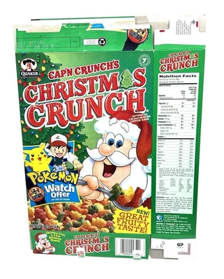 1999 Cap'n Crunch Christmas Crunch 麦片盒 - 皮卡丘 POKEMON — 第 1/4 张图片