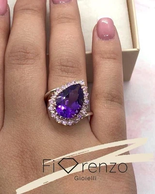 Anello Goccia Ametista  - Immagine 1 di 3