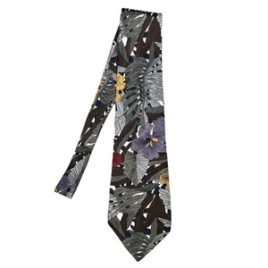 Corbata Daniel & Rasson Para Hombre 100% Seda Hecha a Mano Floral Tropical Marrón Botánica - Imagen 1 de 4
