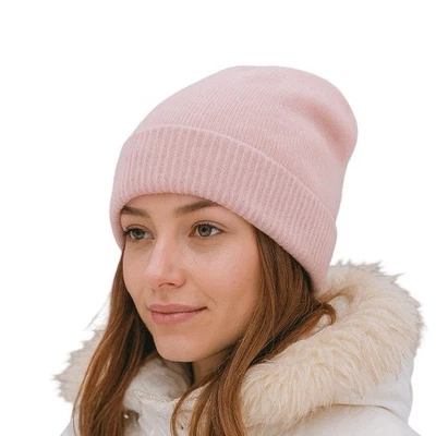 NUEVO CON ETIQUETAS PORTOLANO ~ SOMBRERO/GORRO CACHEMIR ROSA CLARO Foto 1 de 4