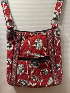 Vera Bradley Deco Daisy rot & schwarz Umhängetasche gesteppt Handtasche - Bild 1 von 8