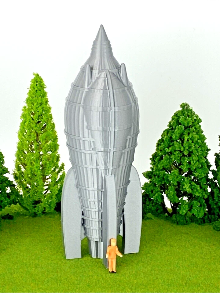 Nave espacial Flash Gordon - Foguete de 6" de altura impresso em 3D para exibição de diorama - Imagem 1 de 4