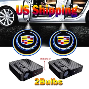 2 Light Bulbs Wireless IR Sensor Ghost Shadow Projector LED Door Cadillac Lights - Picture 1 of 7