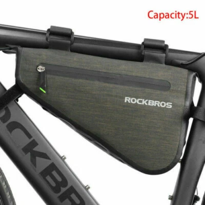 RockBros Waterproof Bag Triangle Capacity Cycling Tube Frame Bag Black Gold 5L - Image 1 of 4