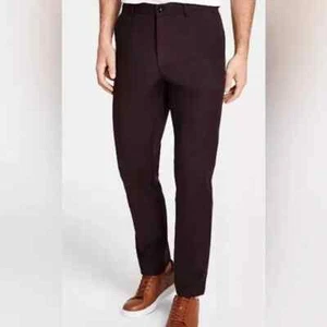 Michael Kors Mens Classic Fit Cotton Stretch Pants Blackberry 38Wx30L E06902 - Picture 1 of 3