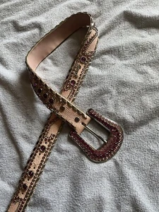 Kippy’s Pink Genuine Leather Rhinestones W/ Silver Hardware Belt 34 - Picture 1 of 4