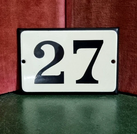 Vintage French enamel house sign number 27 for door gate wall street entry Cover