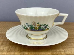 2 Lenox Rutledge Hand Painted Footed Teacups and Saucers - Bild 1 von 10
