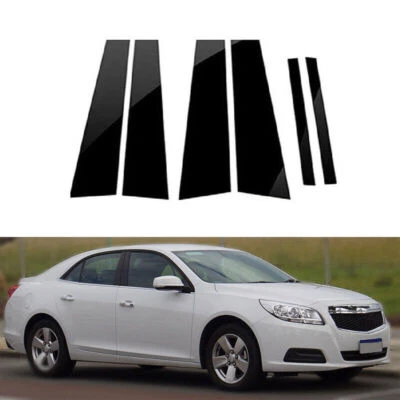 For Chevrolet Malibu Sedan 2013-2015 Gloss Black PC Pillar Window Door Trim 6PC Foto 1 de 4