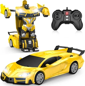Remote Control Car Transform Robot RC Cars w/ Cool Headlights 2.4Ghz Kids Toys - Picture 1 of 9