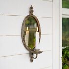 SOFFEE DESIGN Antique Metal Candle Holder Wall Mounted with Oval Faded-Looking