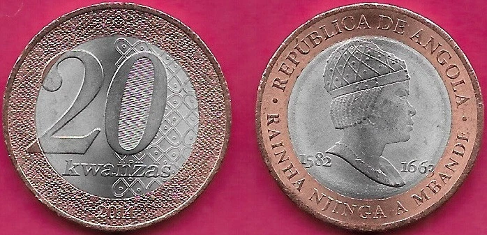 ANGOLA 20 KWANZAS 2014 UNC 1 YEAR TYPE,COMMEMORATIVE ISSUE, QUEEN NJINGA A MBAND - Image 1 of 1