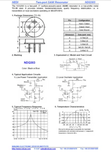 10 piezas NDQ303 303.875 MHz DOS puertos 0 grados TO-39 SIERRA resonador Bosch aprobación - Imagen 1 de 5