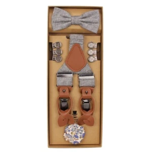 Prince Bowtie Herren Hosenträger Fliege Einstecktuch Set grau Set512106t 1500 - Bild 1 von 4
