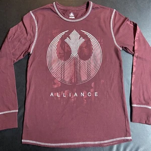 Adult Small Star Wars Rebel Alliance Logo Long Sleeve Shirt Maroon Empire S - Picture 1 of 6