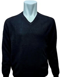 Jersey negro de lana de cordero pura extra fina cuello en V de Mark & Spencer para hombre M 38"-40" - Imagen 1 de 6