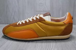 New Coach Colourblock C122 Satin Suede Shoes Mustard Camel Orange Mens Size 11 D - Picture 1 of 6