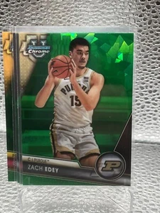 2023-24 Bowman Chrome Sapphire U Green REFRACTOR /99  Zach Edey Purdue - Picture 1 of 1
