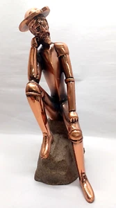 Exquisite Copper Bearded Man Sitting On Rock Thinking~11 Inches~3 lbs~See Photos - Picture 1 of 9