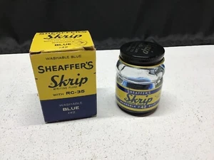 Vintage Sheaffer Skrip Writing Fluid Washable Ink Blue #42 Empty Bottle w Box - Picture 1 of 8