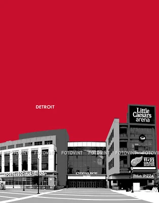 LITTLE CAESARS ARENA Photo Picture DETROIT RED WINGS Skyline 8x10 11x14 16x20 - Image 1 of 4