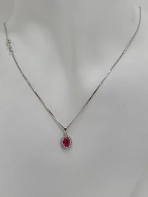 COLLANA E CIONDOLO DONNA CON CRISTALLO ROSSO E ZIRCONI IN  ARGENTO 925 (0401) - Immagine 1 di 4