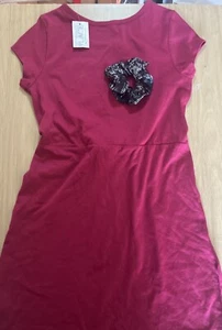 Childrens Place Girls Size Medium 7/8 Red Beautiful Dress Plus Hair Scrunchie - Picture 1 of 6