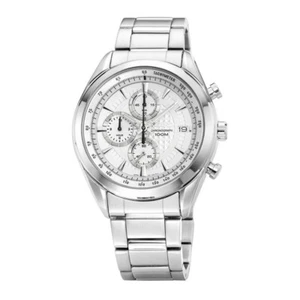 Reloj de cuarzo cronógrafo genuino Seiko para hombre y mujer acero inoxidable metal 44 mm 100M - Imagen 1 de 7