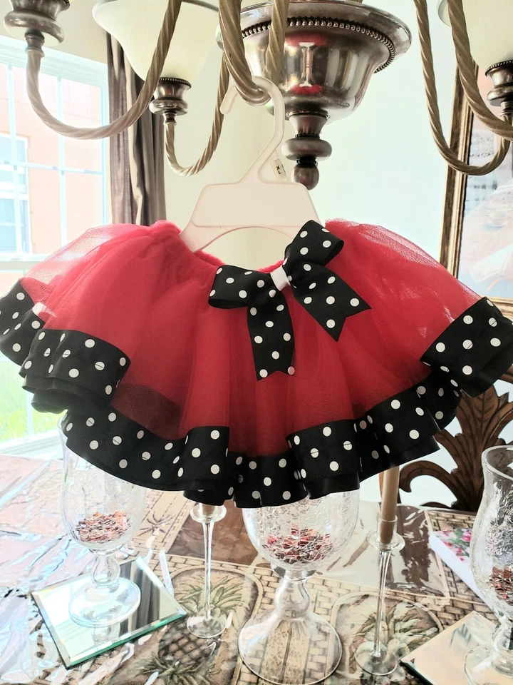 孩子 女孩 波尔卡圆点蓬松 裙 薄纱 蓬松 公主 舞蹈 连衣裙 派对 美国库存 — 第 1/1 张图片