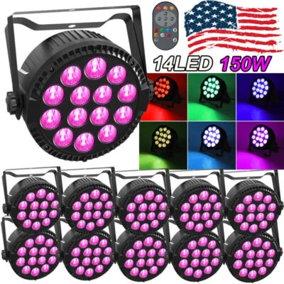 140W RGBW 14LED Par Stage Light DMX Disco DJ Par Can Spot Wash Light w/ Remote - Image 1 of 4
