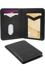 Wi-Fold kontaktlose und biometrische Zahlungen RFID schwarze Leder Geldbörse. - Bild 1 von 11