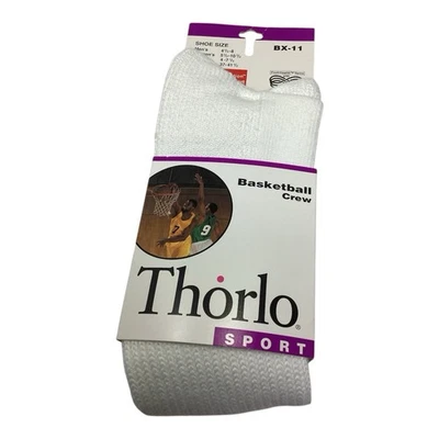 NEW OLD STOCK Vintage 1997 Thorlos Sport Basketball White Crew Socks BX-11 - Image 1 of 3