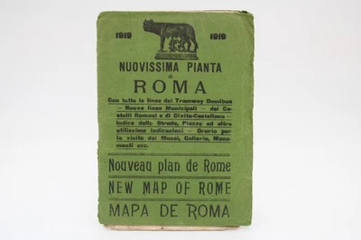 Nuovissima Pianta di Roma 1919 Antique Map of Rome w/Map Some Tears and Wear - Image 1 of 4