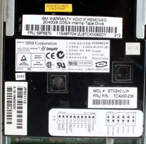 Unidad de cinta interna Ibm 59p6670 20/40gb dds/4, std2401lw, tc4200-236 (negro) - Imagen 1 de 1