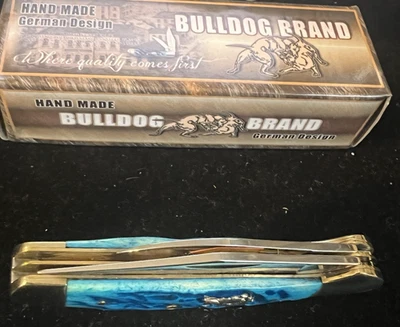 Cuchillo con cabeza de cobre marca Bulldog BDG104DBJB mango de hueso azul Foto 1 de 4