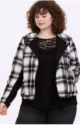 WOMENS TORRID FLANNEL MOTO JACKET SZ 1 1X - Image 1 of 4