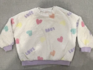 Flauschiger flauschiger Rundhals LOVE Pullover Pulli weiß, Regenbogen - siehe Maße - Bild 1 von 4