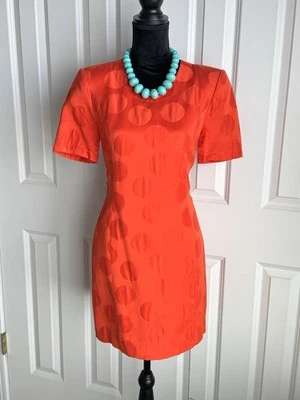 Funda clásica Louis Feraud Paris talla 4 hasta la rodilla cremallera trasera color naranja algodón Foto 1 de 4