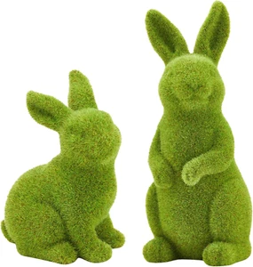 Decorative Decorations for Easter Bunny Gifts, Moss Green Flocking Sculpture, Ga - Picture 1 of 12
