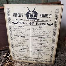 OLD VINTAGE PRIMITIVE RETRO STYLE HALL0WEEN WITCHES OCT 31 BANQUET MENU SIGN