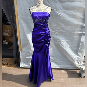 Purple mermaid strapless Gown with rhinestone bust. By Blondie by stacy sklar