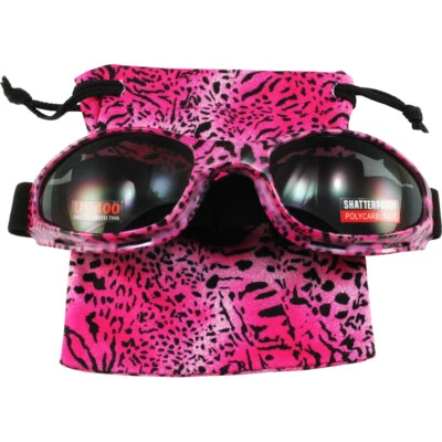 ÓCULOS DE MOTOCICLETA ACOLCHOADO FEMININO SHETAH ARMAÇÃO ROSA QUENTE E PRETA LENTE FUMAÇA - Imagem 1 de 4